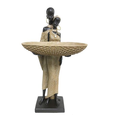 Signes Grimalt Afrikanische Figurenfiguren Afrikanische Figur afrikanische und braune Elefanten 12x20x37cm 30065 - Marrón