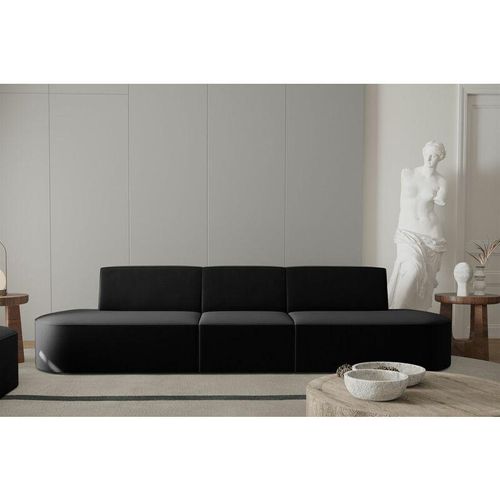 Sofa Designersofa 3-Sitzer milot in Stoff Opera Velvet Schwarz