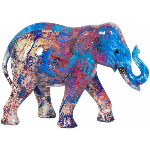 Elefantenfigur Figuren Elefanten Afrikaner und Elefanten Blau 8x22x16cm 20324 - Azul - Signes Grimalt