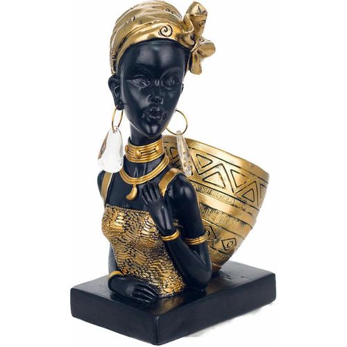 Afrikanische Figurenfiguren Afrikanische Figur mit afrikanischen und Elefanten schwarz 10x15x24cm 27132 - Negro - Signes Grimalt