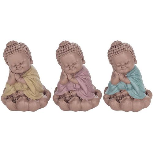 Buddha -Figurenfiguren Buddha -Figur meditiert 3 Uni. Buddhas Brown 9x9x12Cm 28808 – Marrón – Signes Grimalt