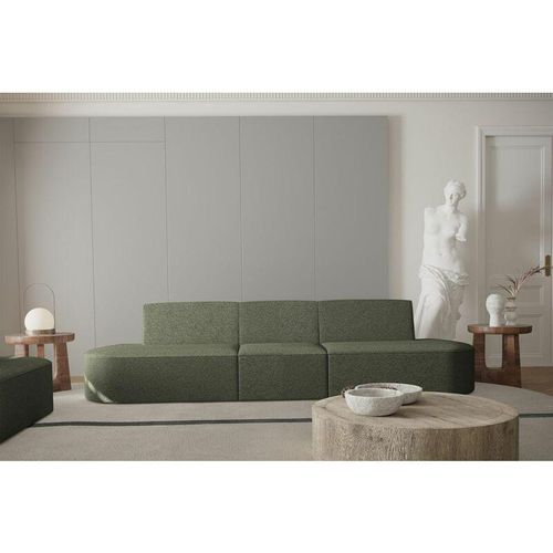 Sofa Designersofa 3-Sitzer milot in Stoff Ascot Bukla Moosgrün