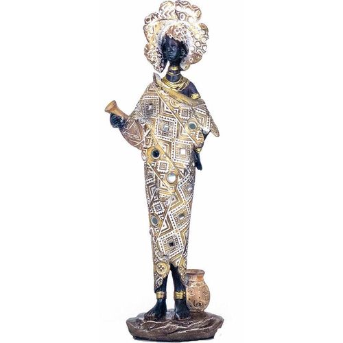 Afrikanische Figurenfiguren Afrikanische Figuren Afrikaner und Elefanten Grau 7x12x34cm 25355 – Gris – Signes Grimalt