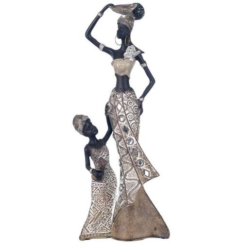 Afrikanische Figurenfiguren Afrikanische Figuren Afrikaner und Elefanten schwarz 6x13x32cm 24241 – Negro – Signes Grimalt