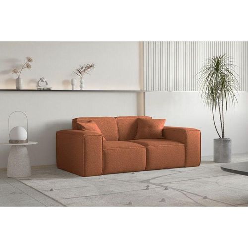 Sofa Designersofa celes premium 2-Sitzer in Stoff Ascot Bukla Terracotta
