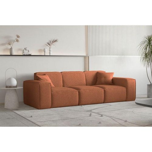 Sofa Designersofa celes premium 3-Sitzer in Stoff Ascot Bukla Terracotta