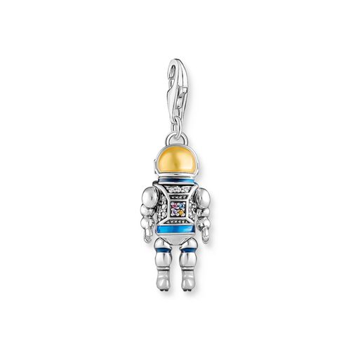 Charm-Anhänger Astronaut mit bunten Steinen Silber geschwärzt