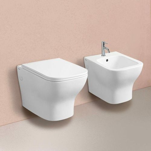 Paar Sanitärkeramik Bidet Und Wandhängende Toilette Weisse Keramik Swing