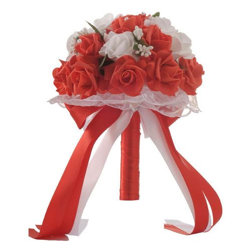 Simulation Handstrauß Hochzeit Seide Satin Blume rote Rose rote Hochzeit