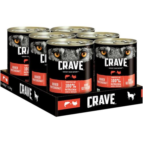 CRAVE Dose mit Lachs und Truthahn 6x400g