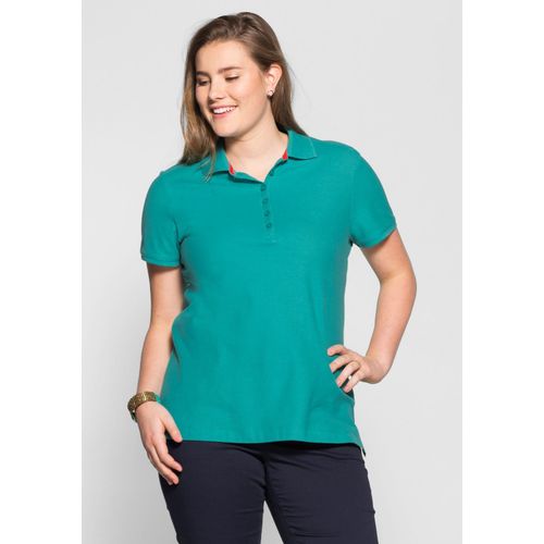 Poloshirt mit kurzem Arm, in Piqué-Qualität, karibiktürkis, Gr.52/54