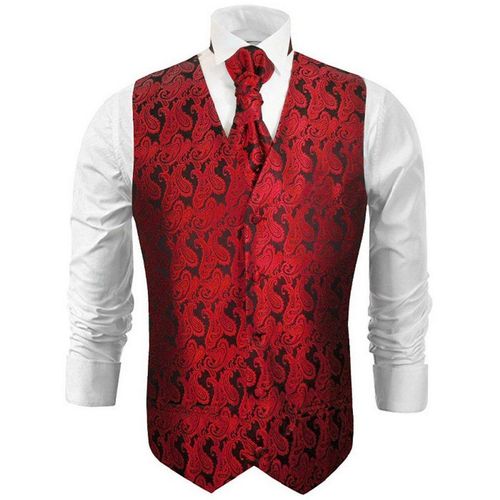 Paul Malone Anzugweste Herren Hochzeitsweste mit Plastron Set 2tlg paisley