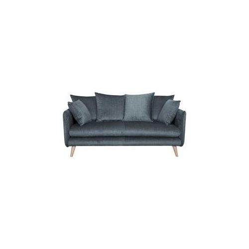 Skandinavisches Sofa 3-Sitzer aus blaugrauem Stoff und hellem Holz OLYMPIA