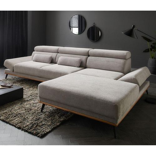 Wohnlandschaft Ecksofa Hanoi Grau mit elektrischer Sitztiefenverstellung Bett Sofa Schlafsofa