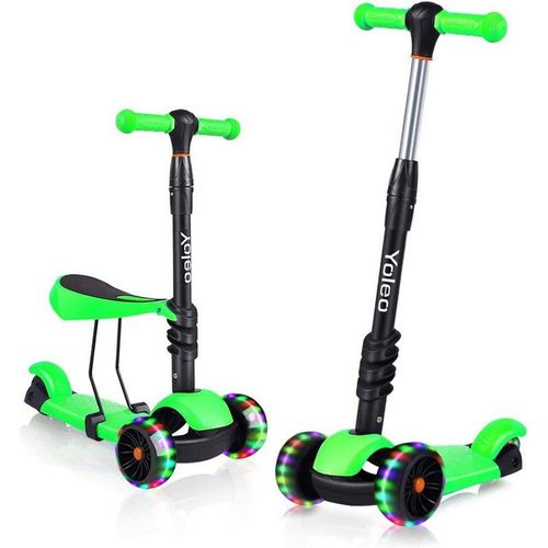YOLEO Scooter 3 in 1 Kinder Roller Scooter mit Sitz LED Räder ab 2 Jahre