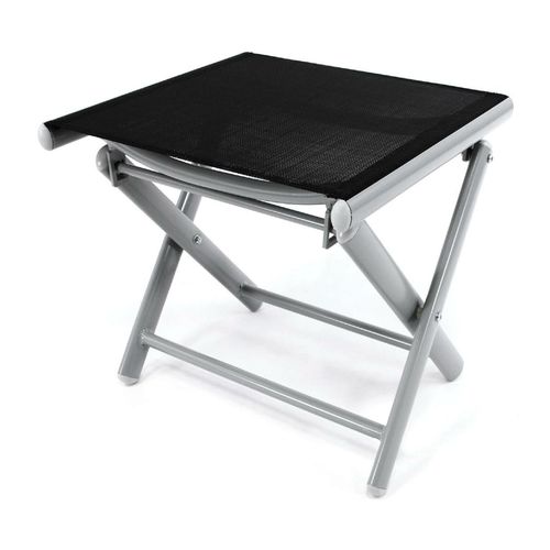 VCM Alu Hocker Sitzhocker Fußablage schwarz / Rahmen hellgrau pflegeleicht klappbar Maße B. 43 x T. 38 x H. 40 cm