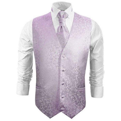 Paul Malone Anzugweste Herren Hochzeitsweste mit Plastron Set 2tlg floral