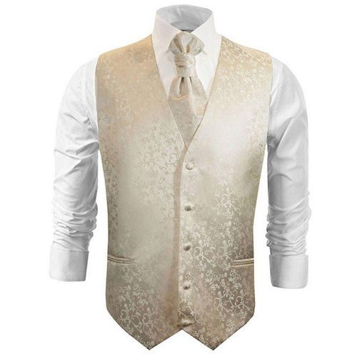 Paul Malone Anzugweste Herren Hochzeitsweste mit Plastron Set 2tlg floral