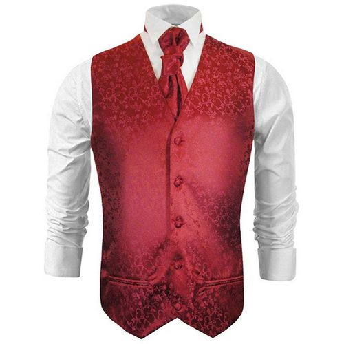 Paul Malone Anzugweste Herren Hochzeitsweste mit Plastron Set 2tlg floral