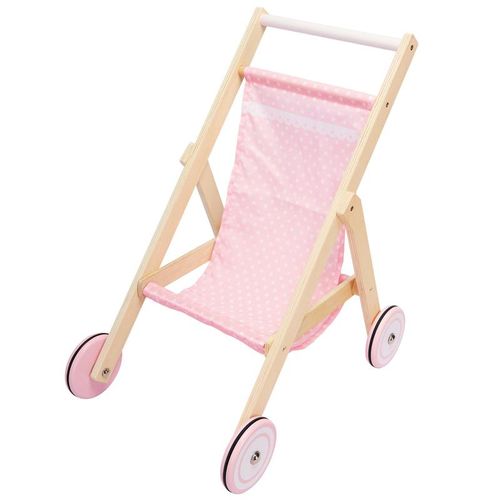 Holz-Puppenbuggy PLAYFUL in natur/rosa