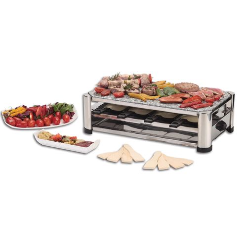 ohmex Raclette »Raclette Grill 4 in 1«, 8 St. Raclettepfännchen, 1500 W