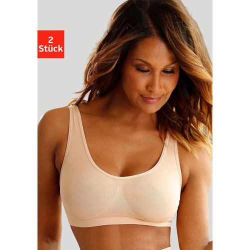 Doppelpack Bralette-BHs, hautfarben+schwarz, Gr.XXL