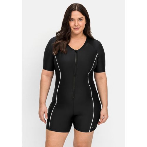 Schwimmanzug mit kurzem Ärmel und kurzem Bein, schwarz, Gr.44F
