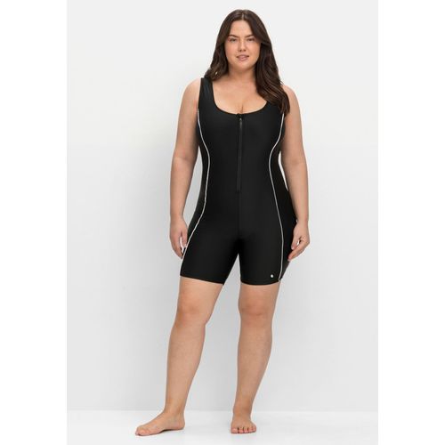 Schwimmanzug mit Reißverschluss und kurzem Bein, schwarz, Gr.58F