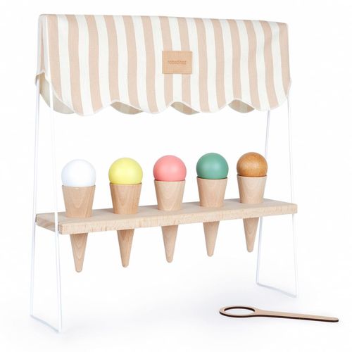 Nobodinoz - Ice Cream Corner Holz-Spielzeug, taupe stripes