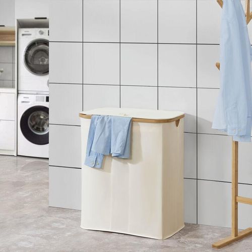 Wäschekorb Rusko 140L Beige [en.casa] Beige