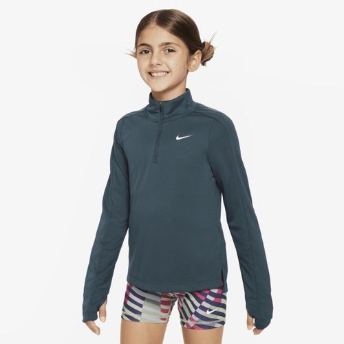 Nike Dri-FIT top met halflange rits en lange mouwen voor meisjes - Groen