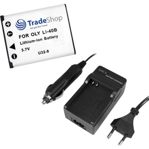 Angebot im set: Trade-shop Kamera Li-Ion Akku + Akku Ladegerät mit Kfz Adapter für olympus FE-5035 FE-5050 FE-5000 FE-5010 FE-5500 FE-5030 FE-550