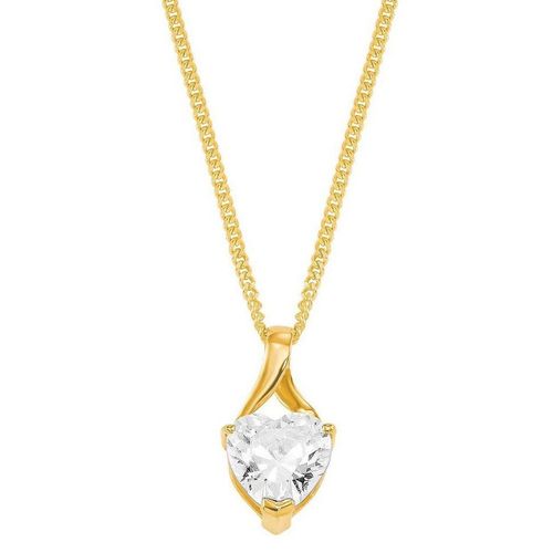 Amor Kette mit Anhänger Schmuck Geschenk Halskette Herz LIEBE 2014209 Gold 375, mit Zirkonia, gelb|goldfarben