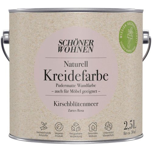 SCHÖNER WOHNEN FARBE Wand- und Deckenfarbe Naturell Kreidefarbe, 2,5 Liter, pudermatt, auch für Möbel geeignet, German Brand Award 2023, rosa