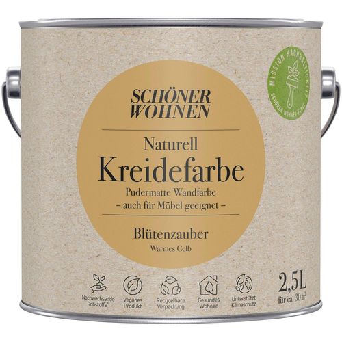 SCHÖNER WOHNEN FARBE Wand- und Deckenfarbe Naturell Kreidefarbe, 2,5 Liter, pudermatt, auch für Möbel geeignet, German Brand Award 2023, gelb