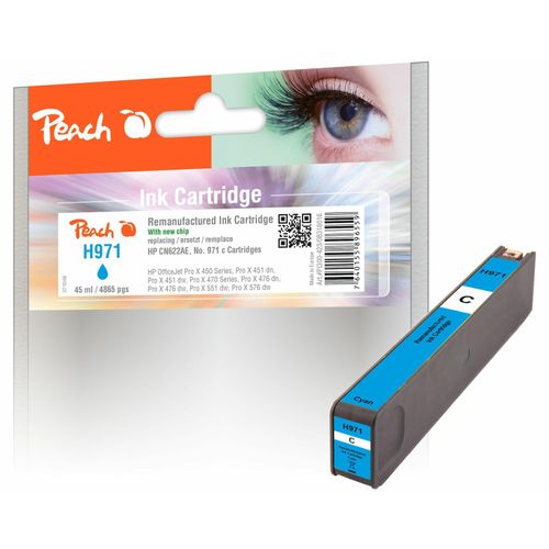 Peach HP 971 c Druckerpatrone cy ersetzt HP No. 971 c, CN622A für z.B. HP OfficeJet Pro X 450, HP OfficeJet Pro X 451 dn, HP OfficeJet Pro X 451 dw (wiederaufbereitet)