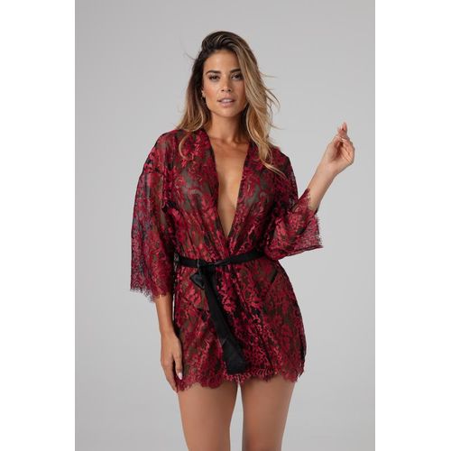 Luxe Kimono Fleur de Plaisir - zwart/rood