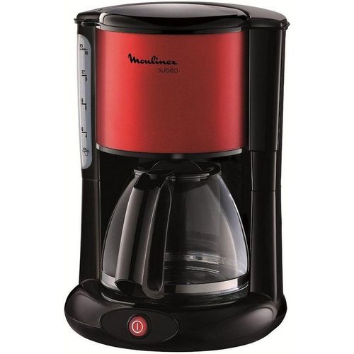 Moulinex Filterkaffeemaschine FG360D Subito, 1,25l Kaffeekanne, Papierfilter 1×4, rot|schwarz