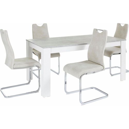 Homexperts Essgruppe Zabona, (Set, 5-tlg), 4 Stühle und 1 Tisch, beige