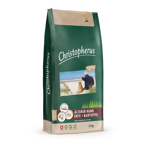 Christopherus Hundefutter Getreidefrei Ente + Kartoffel Senior 2x12kg