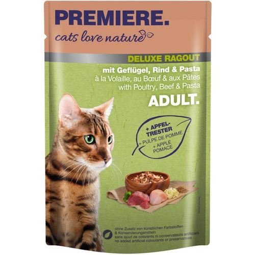 PREMIERE cats love nature Deluxe Ragout mit Geflügel, Rind & Pasta 96x100 g