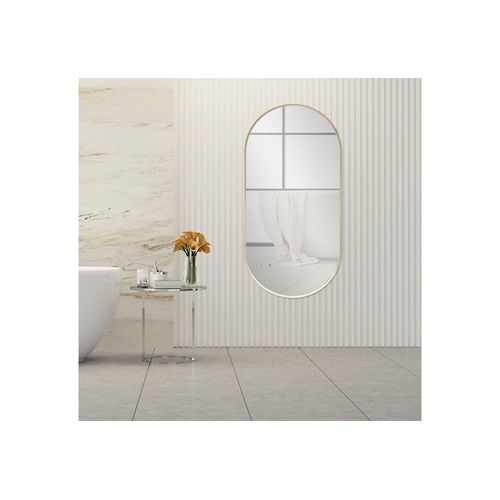 en.casa Wandspiegel, Corato 40x80cm Badspiegel Ellipsen-Form Gold