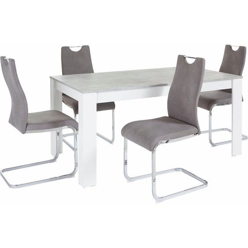 Homexperts Essgruppe Zabona, (Set, 5-tlg), 4 Stühle und 1 Tisch, grau