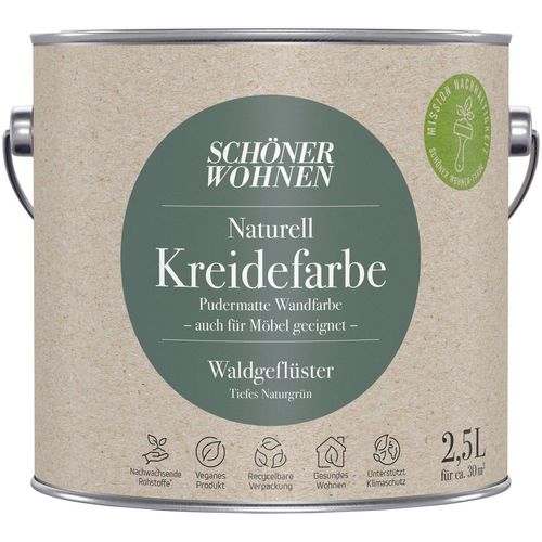 SCHÖNER WOHNEN FARBE Wand- und Deckenfarbe Naturell Kreidefarbe, 2,5 Liter, pudermatt, auch für Möbel geeignet, German Brand Award 2023, grün
