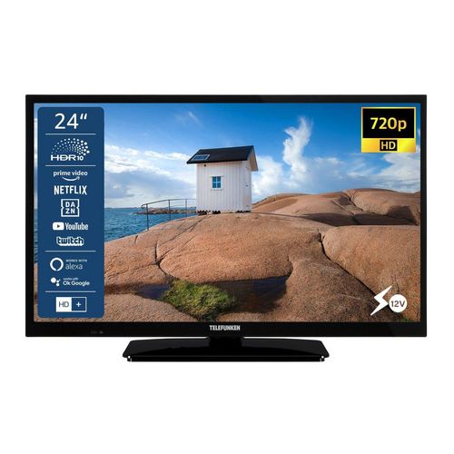 Telefunken XH24SN550MV LCD-LED Fernseher (60 cm/24 Zoll, HD-ready, Smart TV, 12 Volt Anschluss, Triple-Tuner, 6 Monate HD+ gratis), schwarz