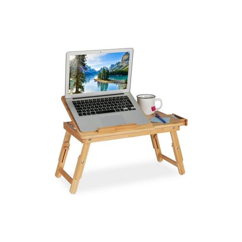 relaxdays Laptoptisch Klappbarer Laptoptisch aus Bambus