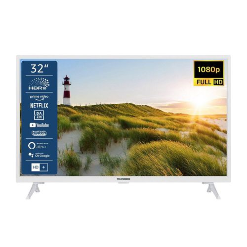 Telefunken XF32SN550S-W LCD-LED Fernseher (80 cm/32 Zoll, Full HD, Smart TV, HDR, Triple-Tuner - 6 Monate HD+ gratis), weiß