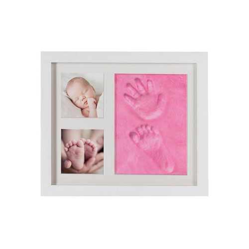 all Kids United Bilderrahmen zum Basteln Baby Gipsabdruck-Set, (Fotorahmen), Gips für Hand-Abdruck Fuß-Abdruck & Fotos, rosa|weiß