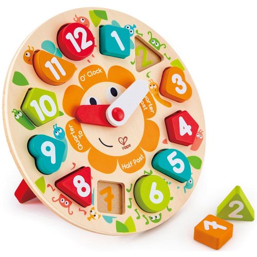 Hape Steckspielzeug Holzspielzeug, Steckpuzzle Uhr, aus Holz, bunt