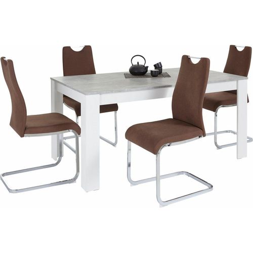 Homexperts Essgruppe Zabona, (Set, 5-tlg), 4 Stühle und 1 Tisch, braun